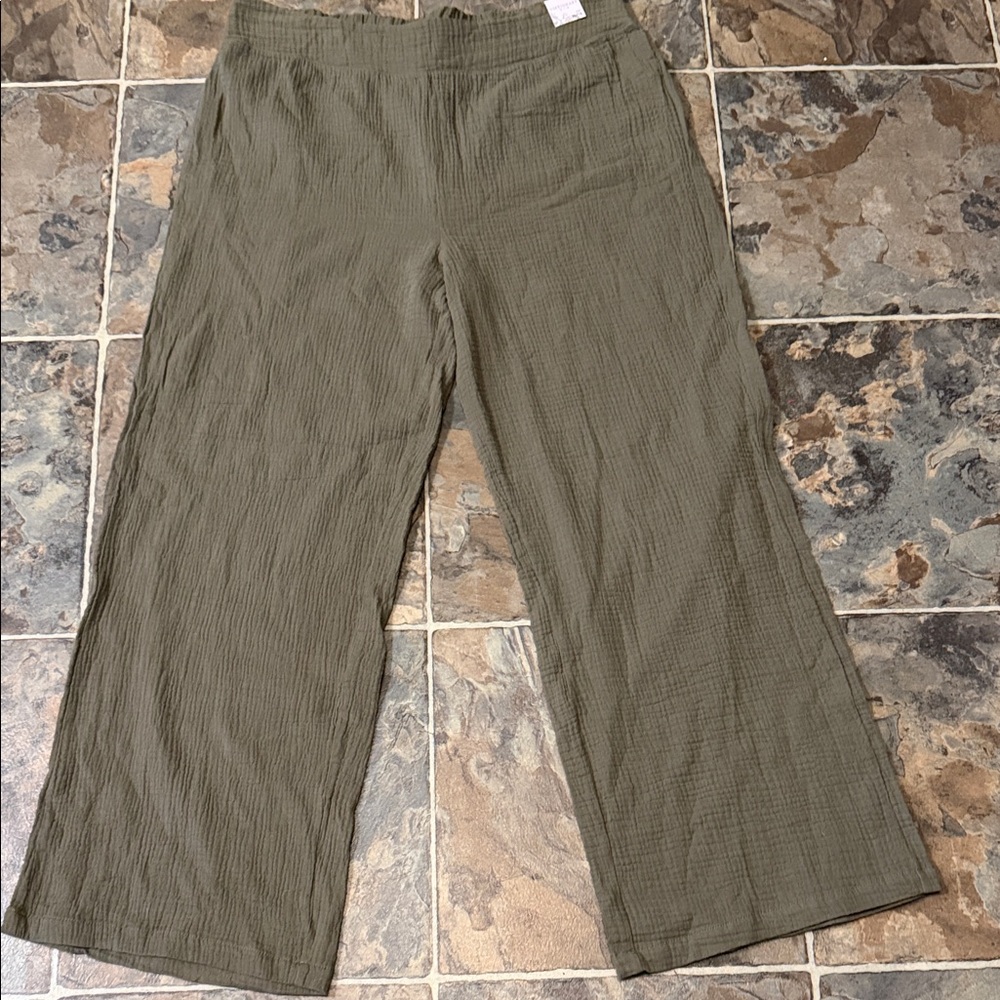 Olive Wide Leg Pants for Women